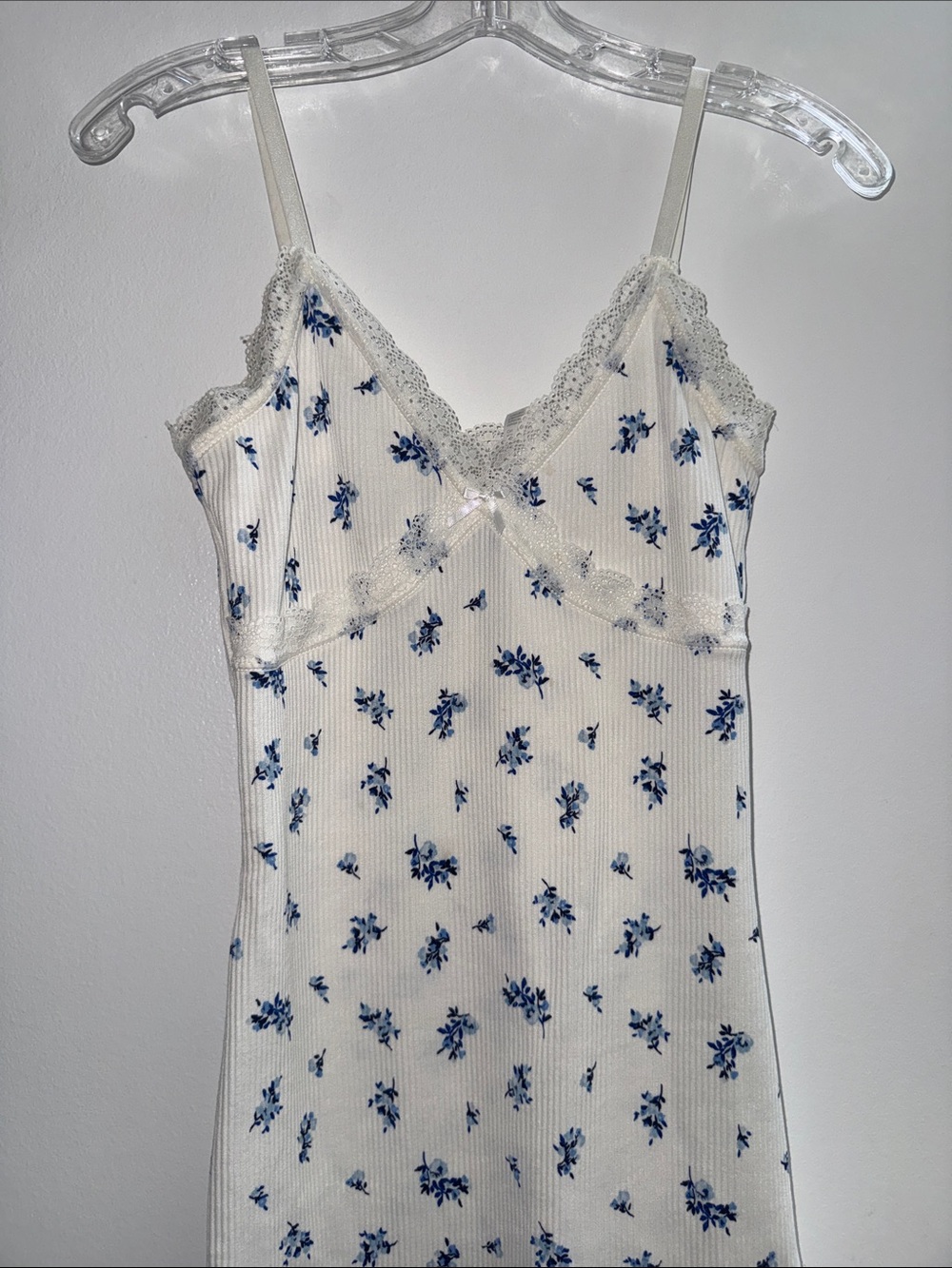 NWOT Divided Floral Lace-Trim Ribbed Tank Dress